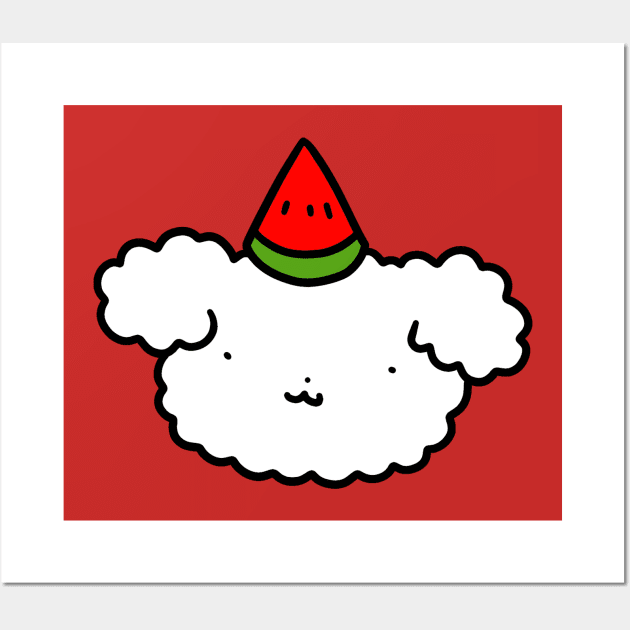 Watermelon Fluffy Dog Face Wall Art by saradaboru